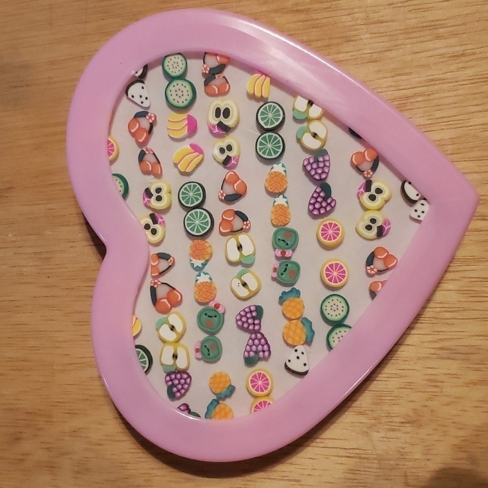 36 Pairs Fruit Food Polymer Clay Stud Earrings Set Kids NWOT